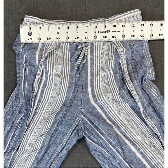 Coastal Linen Split Leg Pants Express Women XS Blue White Striped Beachy Relaxed - Picture 6 of 10